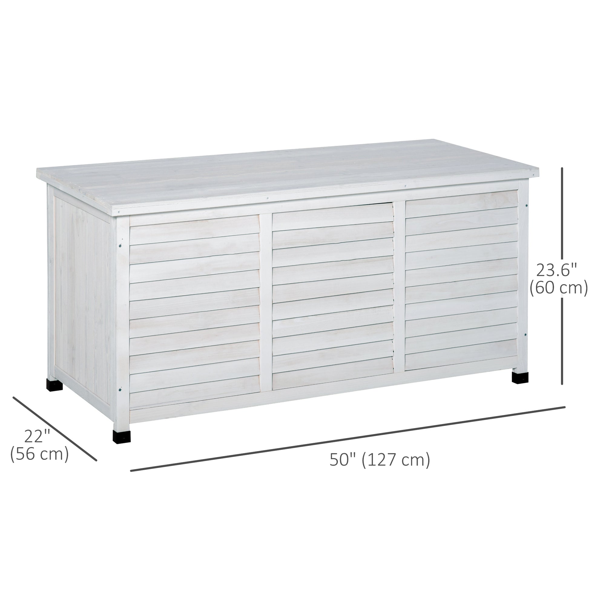 75 Gallon Wooden Outdoor Storage Deck Box Bench - White-DECOROLALA
