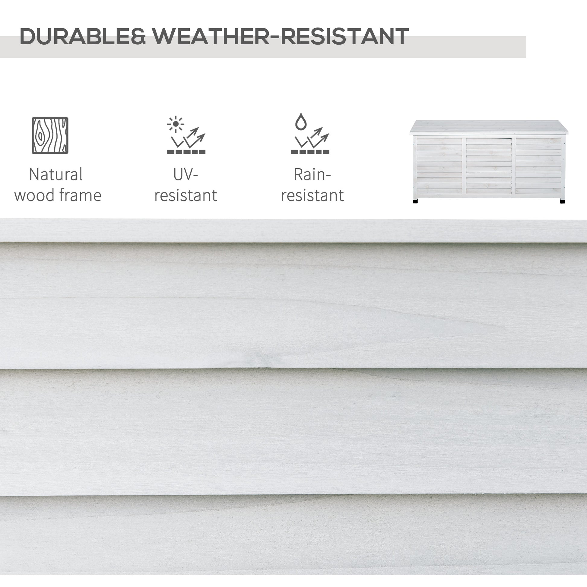 75 Gallon Wooden Outdoor Storage Deck Box Bench - White-DECOROLALA