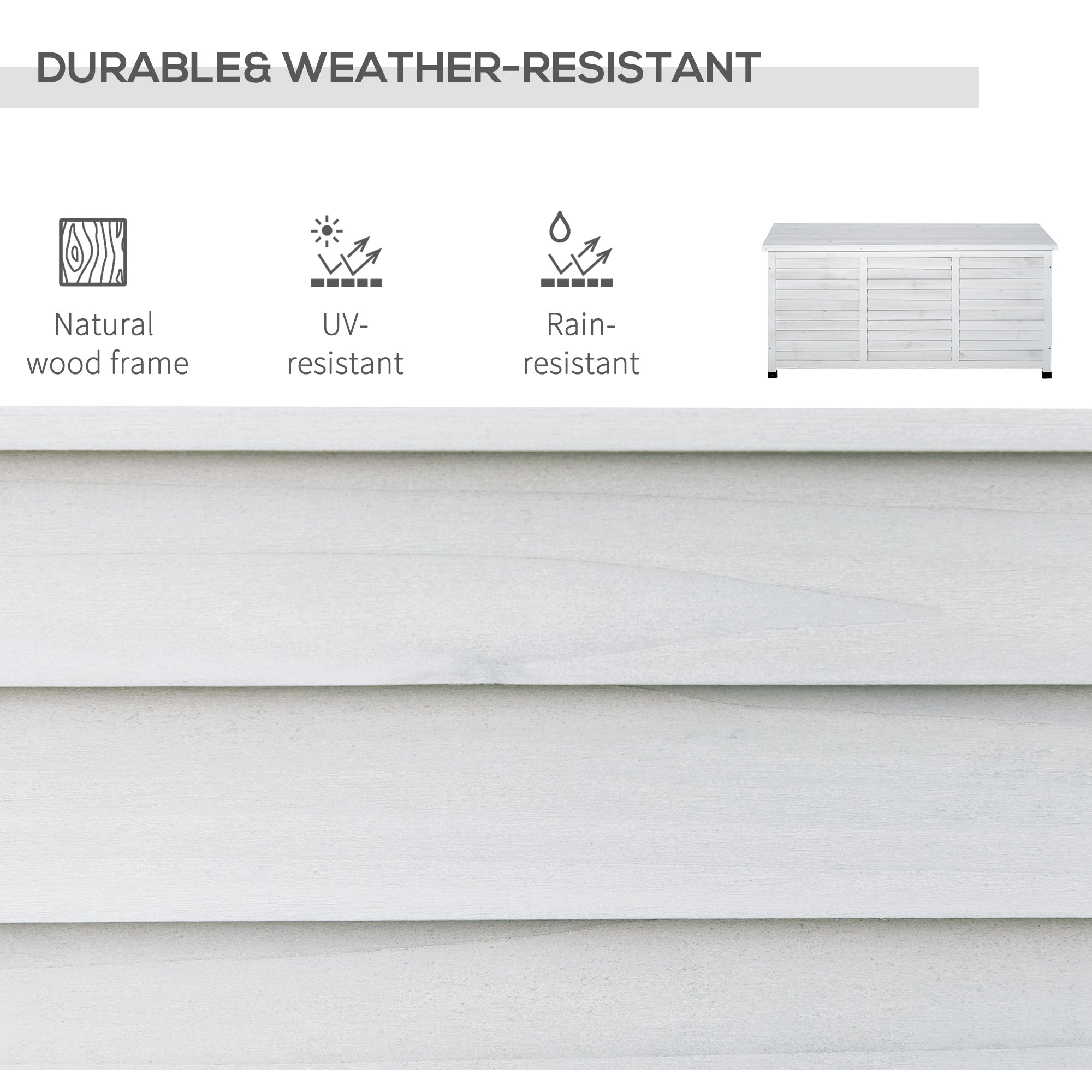 75 Gallon Wooden Outdoor Storage Deck Box Bench - White-DECOROLALA