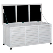 75 Gallon Wooden Outdoor Storage Deck Box Bench - White-DECOROLALA