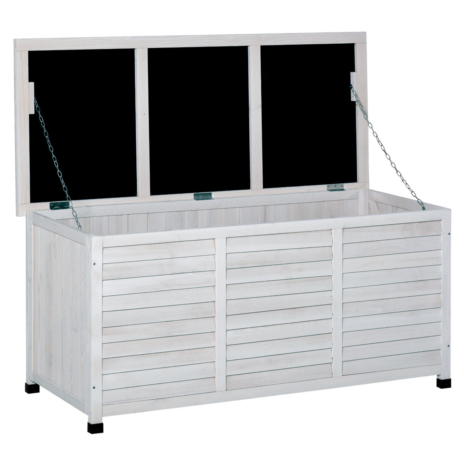 75 Gallon Wooden Outdoor Storage Deck Box Bench - White-DECOROLALA