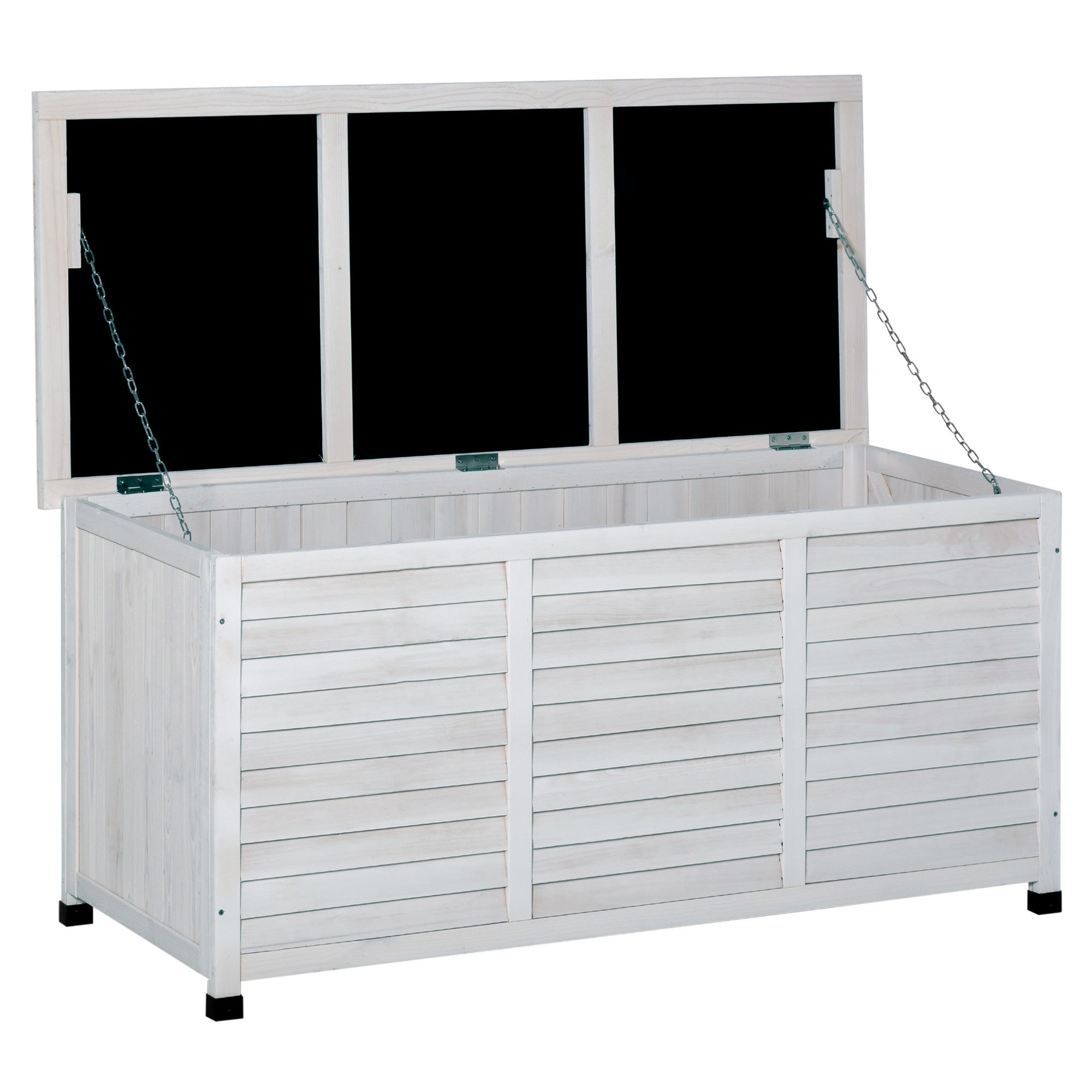 75 Gallon Wooden Outdoor Storage Deck Box Bench - White-DECOROLALA