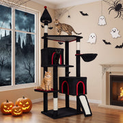 75 Inch Gothic Cat Tree with 2 Condos and Top Perch for Large Cats 20+ LBS-Black-Cat Trees & Scratchers-DECOROLALA