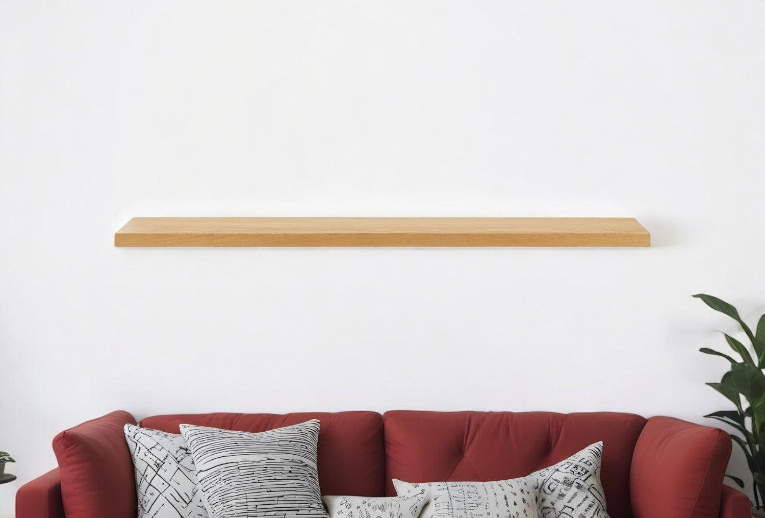 75" Natural Wooden Wall Mounted Floating Shelf-Wall Mounted Shelves-DECOROLALA