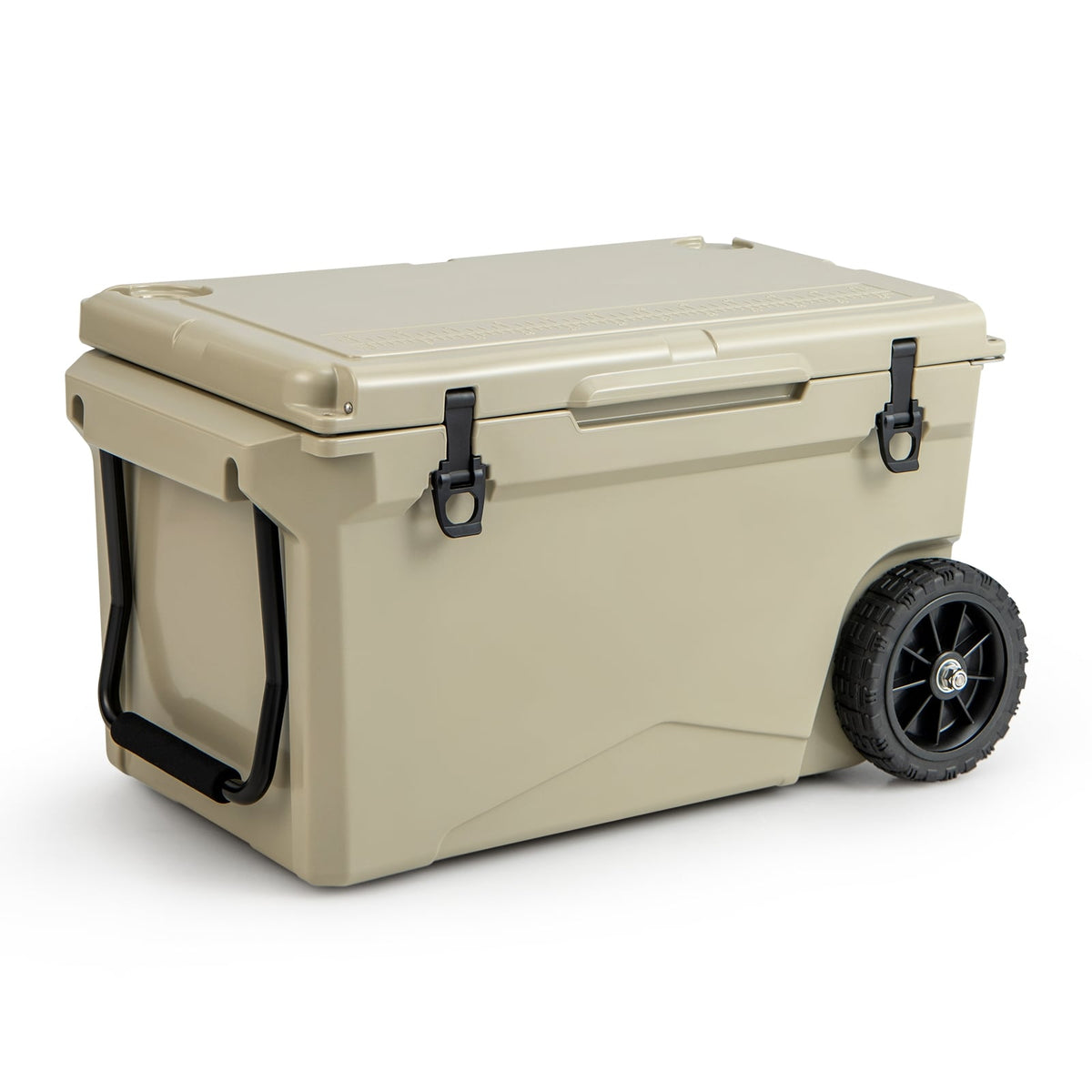 75 Quart Portable Cooler Rotomolded Ice Chest with Handles and Wheels-Tan-Coolers-DECOROLALA