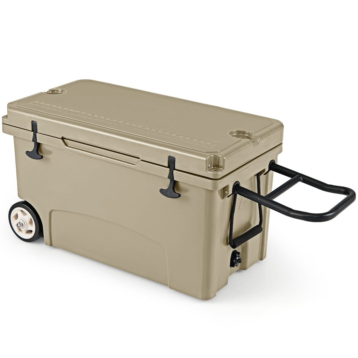 75 Quart Portable Hard Cooler with 6-Day Ice Retention and Wheels-Khaki-Coolers-DECOROLALA