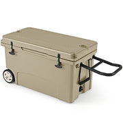 75 Quart Portable Hard Cooler with 6-Day Ice Retention and Wheels-Khaki-Coolers-DECOROLALA