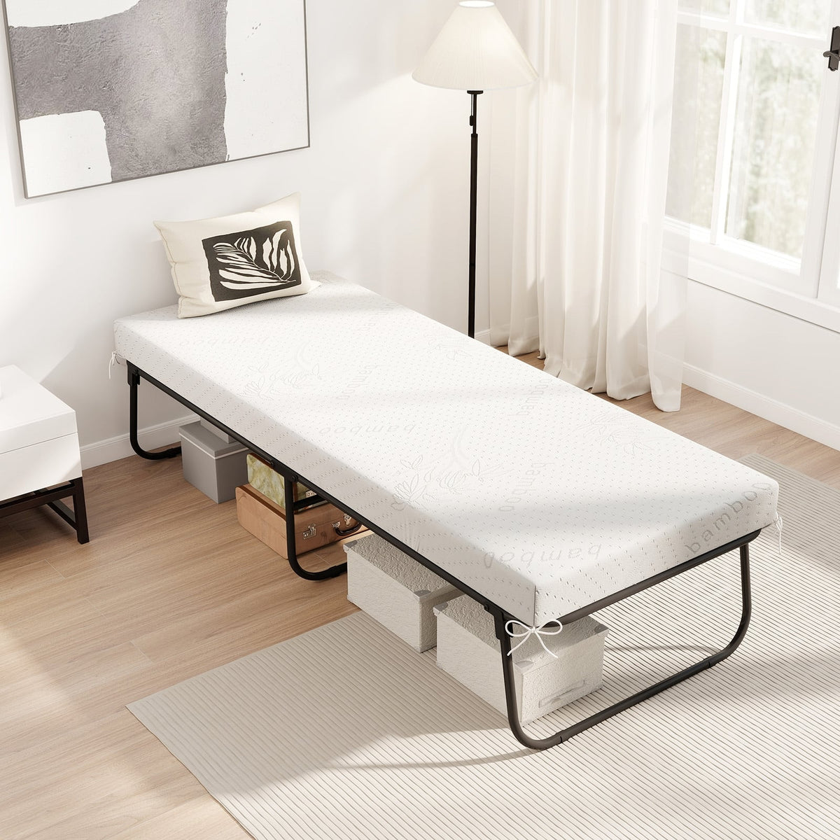 75 x 31 Inch Folding Bed with Mattress Cot Size with Memory Foam-Folding Beds-DECOROLALA