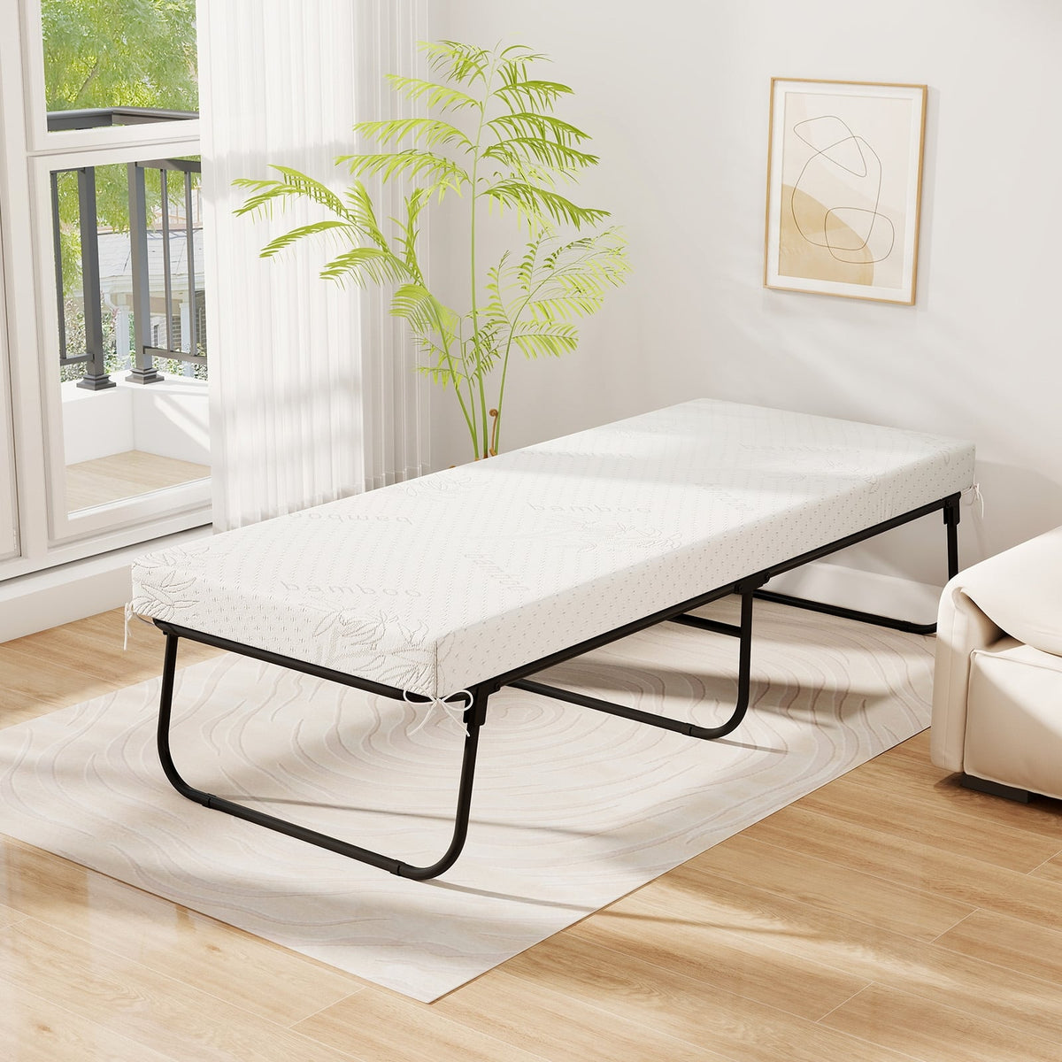 75 x 31 Inch Folding Bed with Mattress Cot Size with Memory Foam-Folding Beds-DECOROLALA