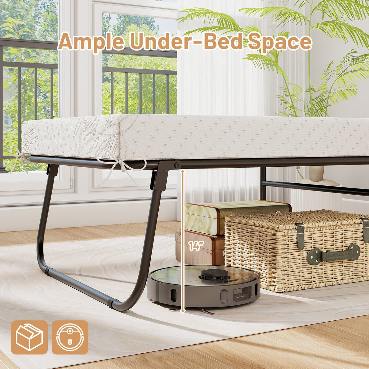 75 x 31 Inch Folding Bed with Mattress Cot Size with Memory Foam-Folding Beds-DECOROLALA