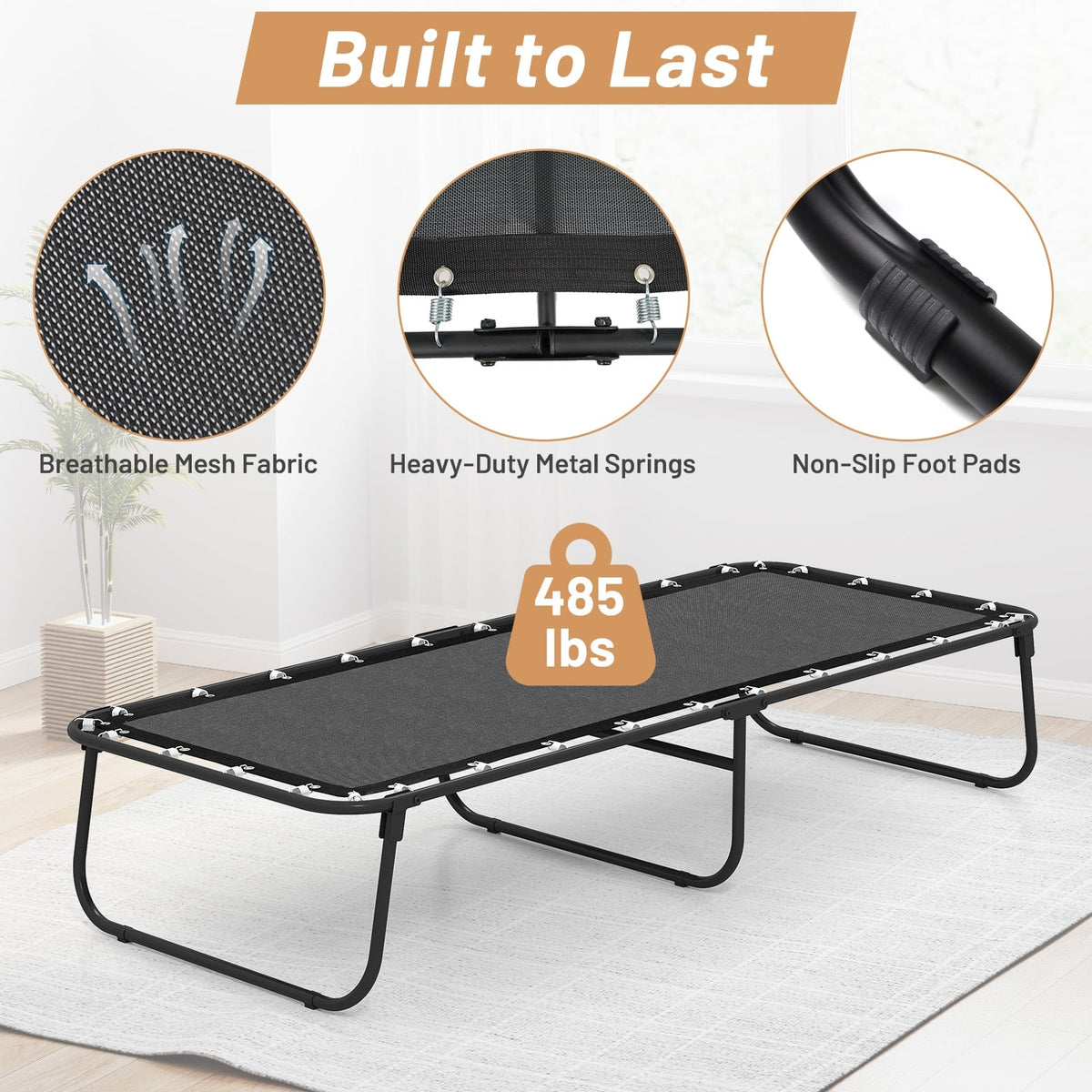 75 x 31 Inch Folding Bed with Mattress Cot Size with Memory Foam-Folding Beds-DECOROLALA
