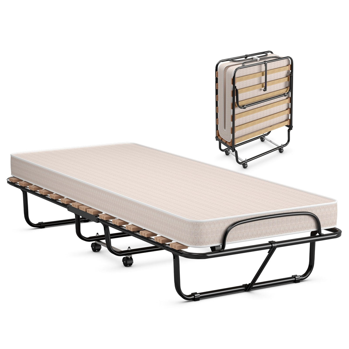 75 x 31.5 Inch Folding Guest Bed with Memory Foam Mattress for Adult-Folding Beds-DECOROLALA