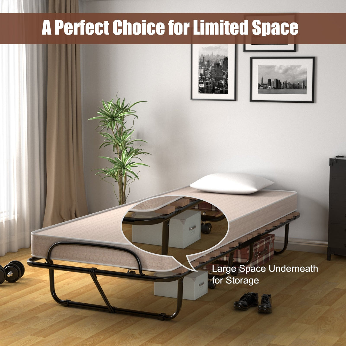 75 x 31.5 Inch Folding Guest Bed with Memory Foam Mattress for Adult-Folding Beds-DECOROLALA