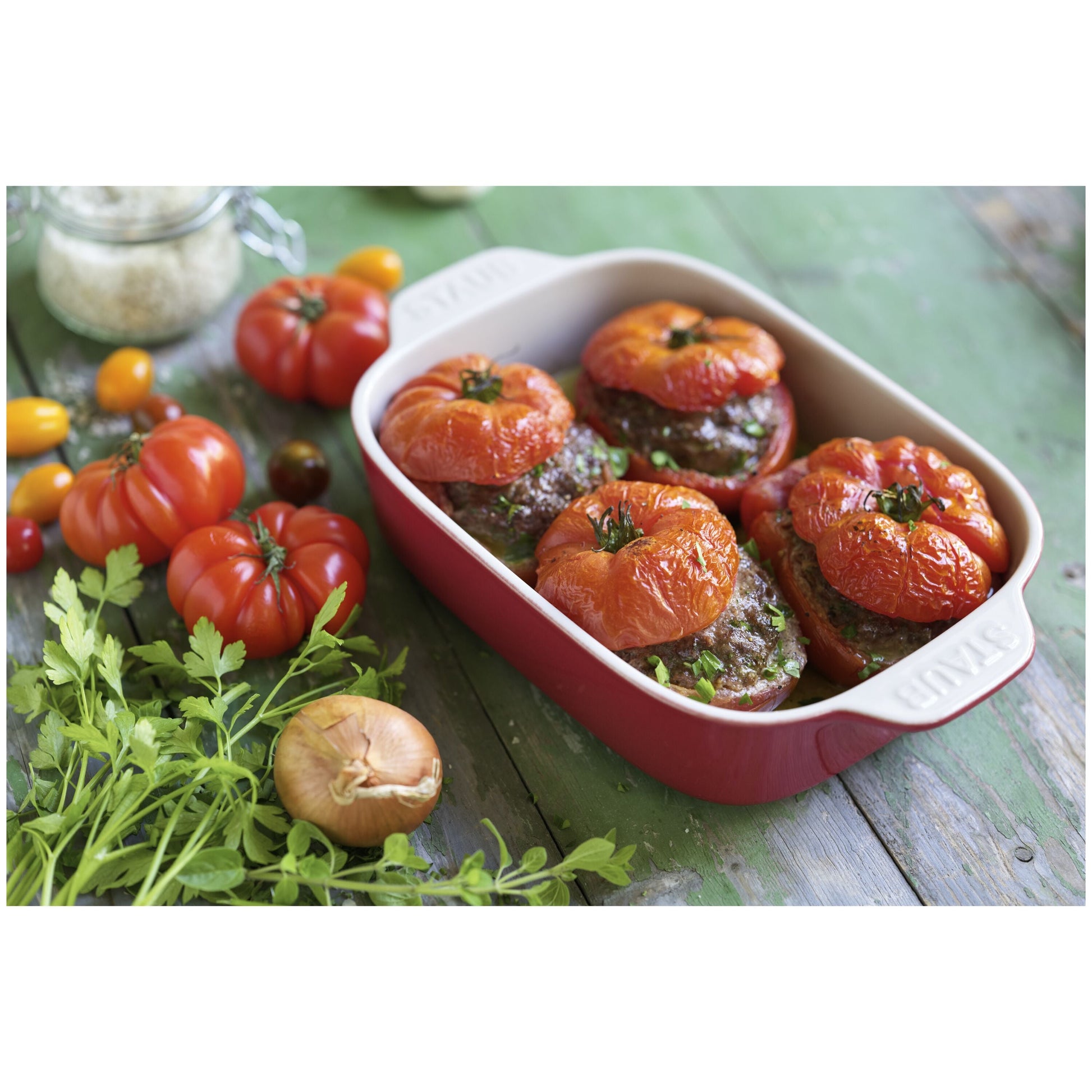 STAUB Ceramique 710 ml Ceramic Rectangular Oven Dish, Cherry-n/a-DECOROLALA