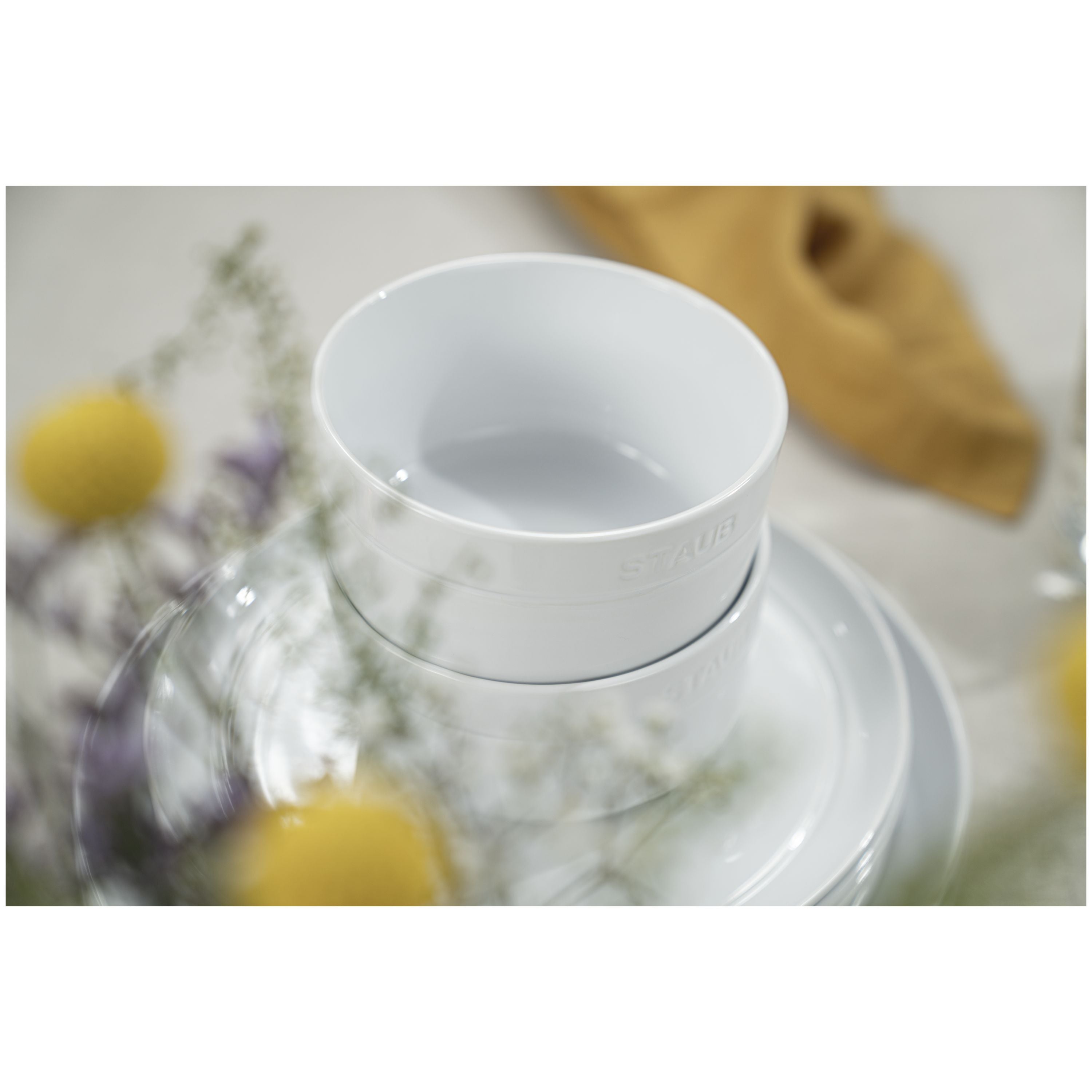 STAUB Dining Line 4 Piece Ceramic Bowl Set, White-n/a-DECOROLALA