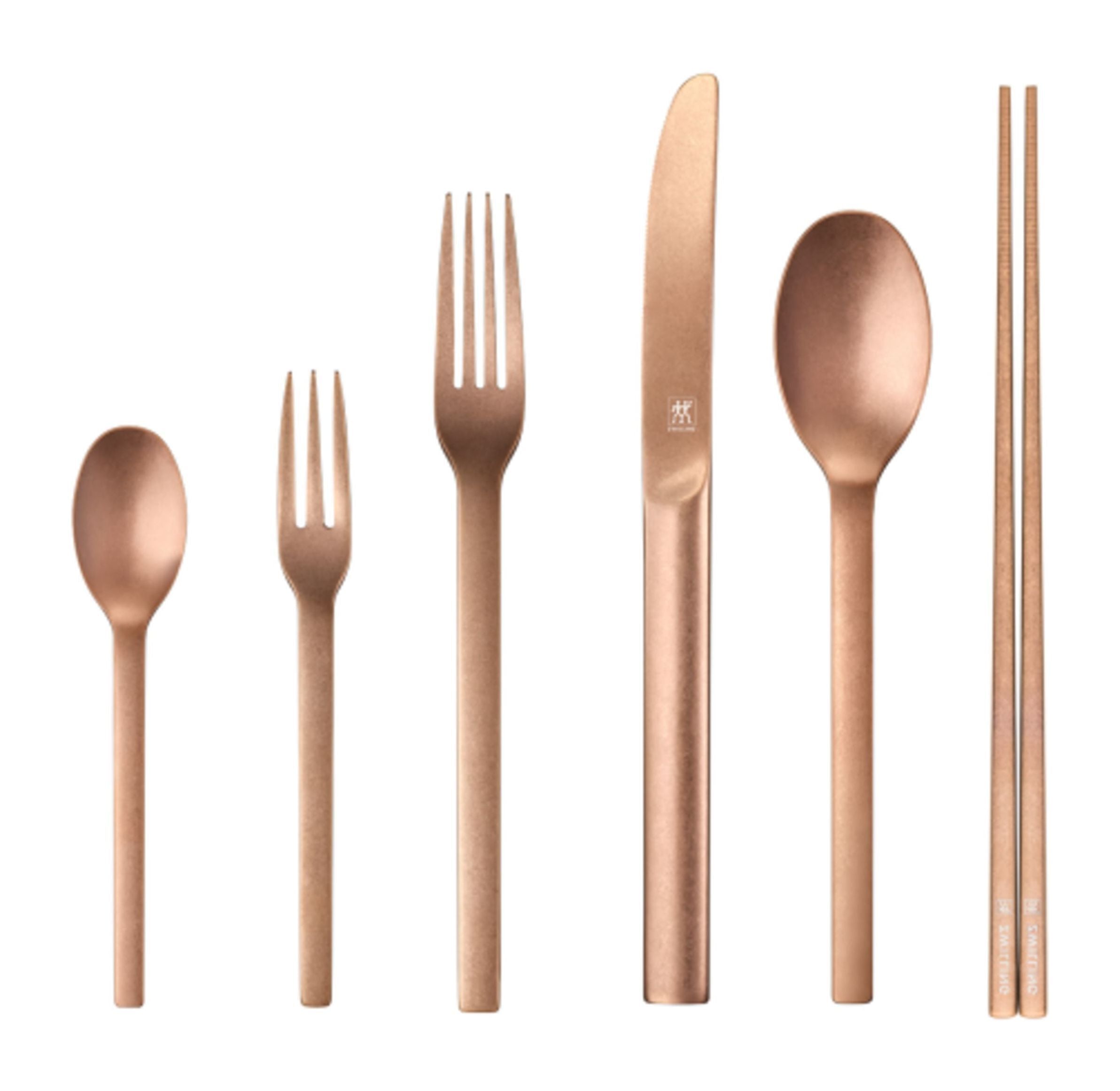 ZWILLING Minimale (matted) 24 Piece Flatware Set Rose Gold Pvd Coated-n/a-DECOROLALA
