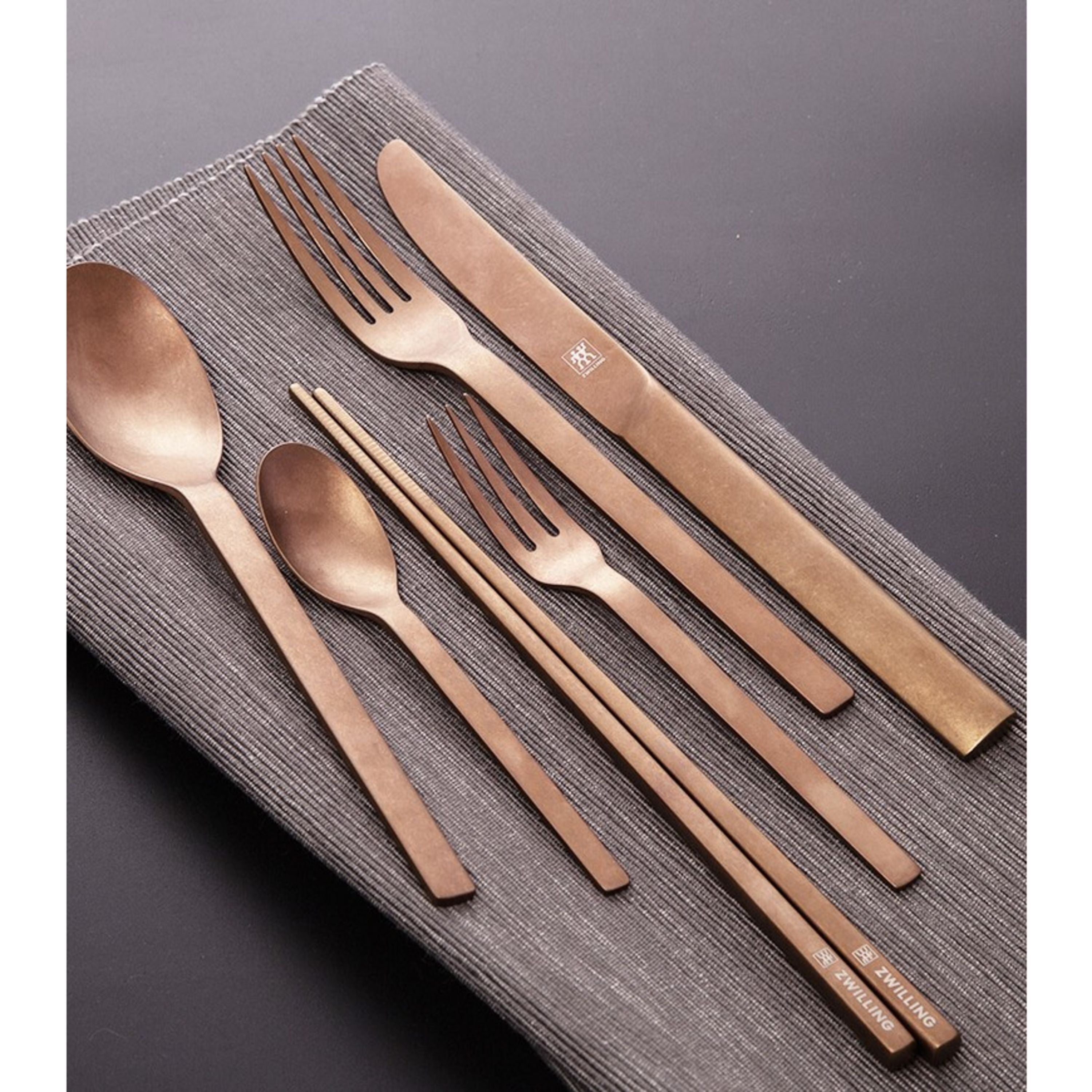 ZWILLING Minimale (matted) 24 Piece Flatware Set Rose Gold Pvd Coated-n/a-DECOROLALA