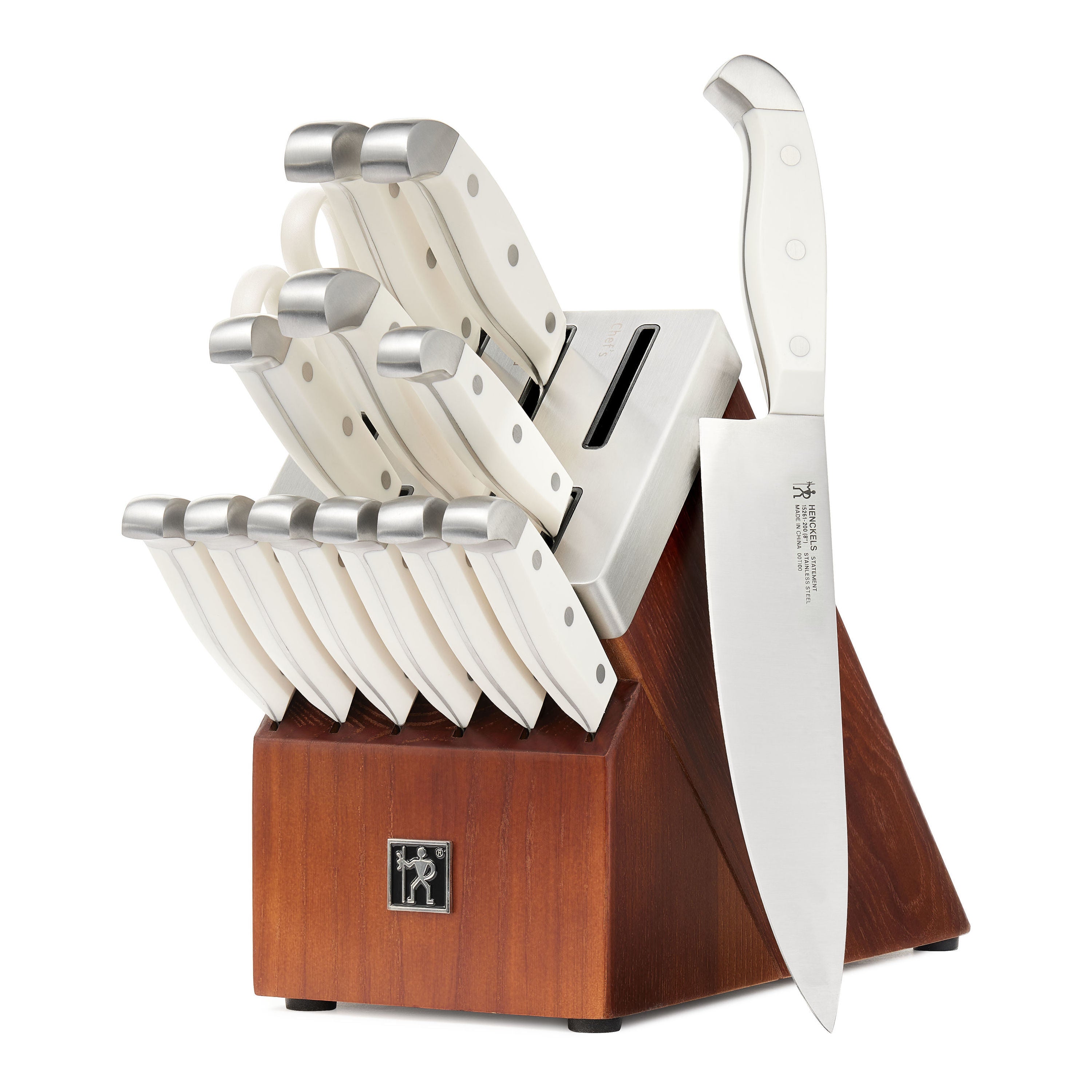 HENCKELS Statement 14 Piece Knife Block Set, White-Knife Blocks-DECOROLALA