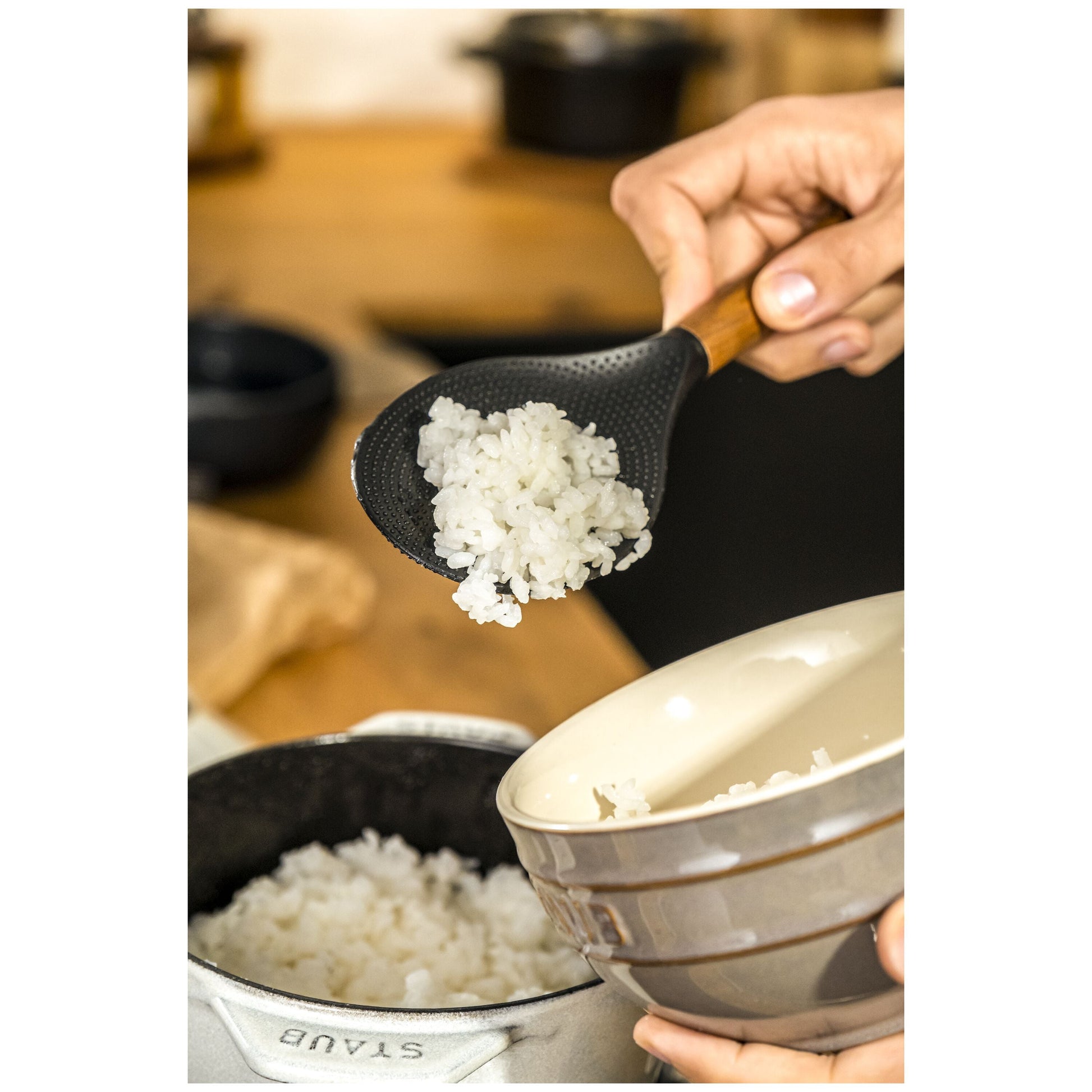 STAUB 22 cm Silicone Rice Spoon, Black-Kitchen Accessories-DECOROLALA