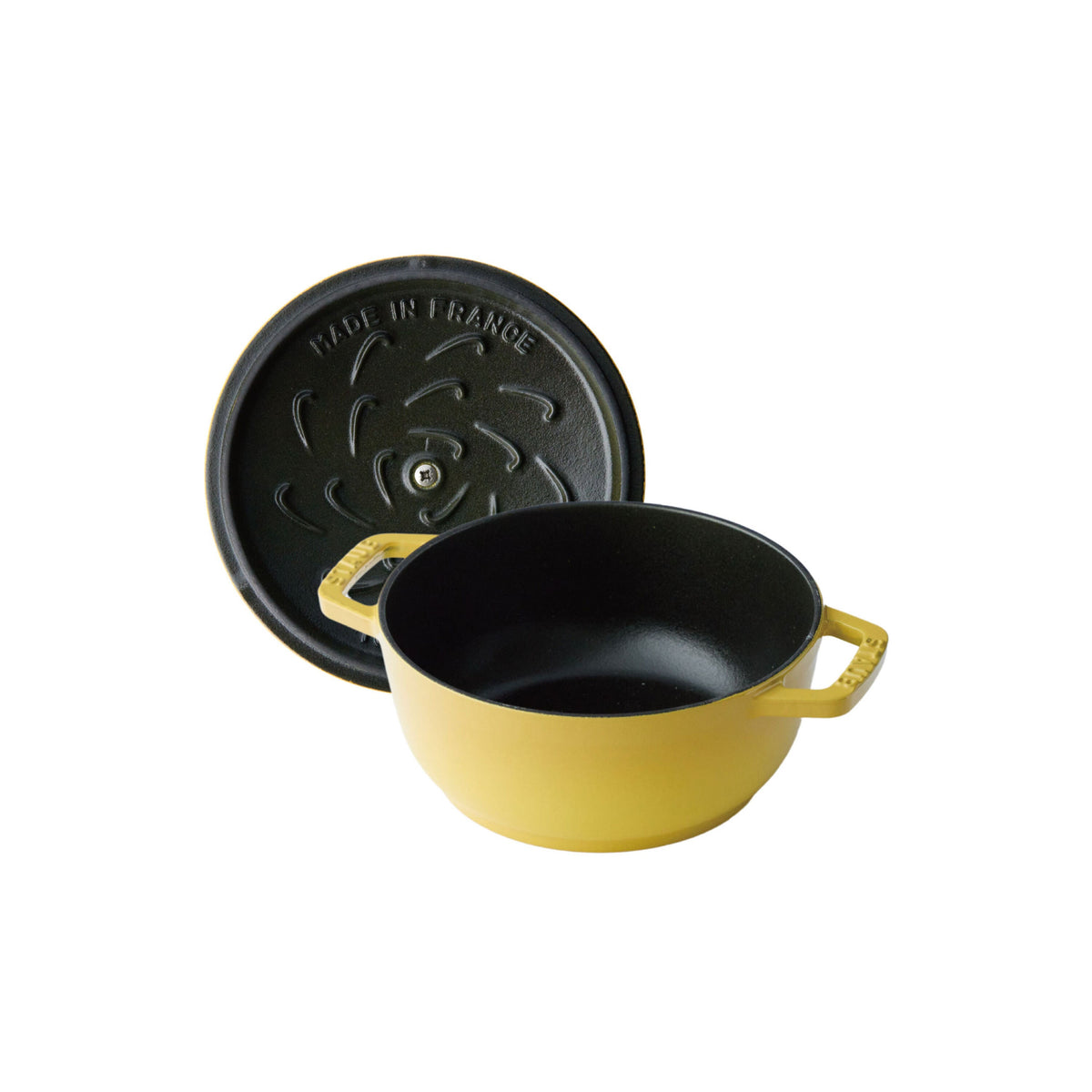 STAUB La Cocotte 1.1 L Cast Iron Round French Oven Marguerite, Citron-n/a-DECOROLALA