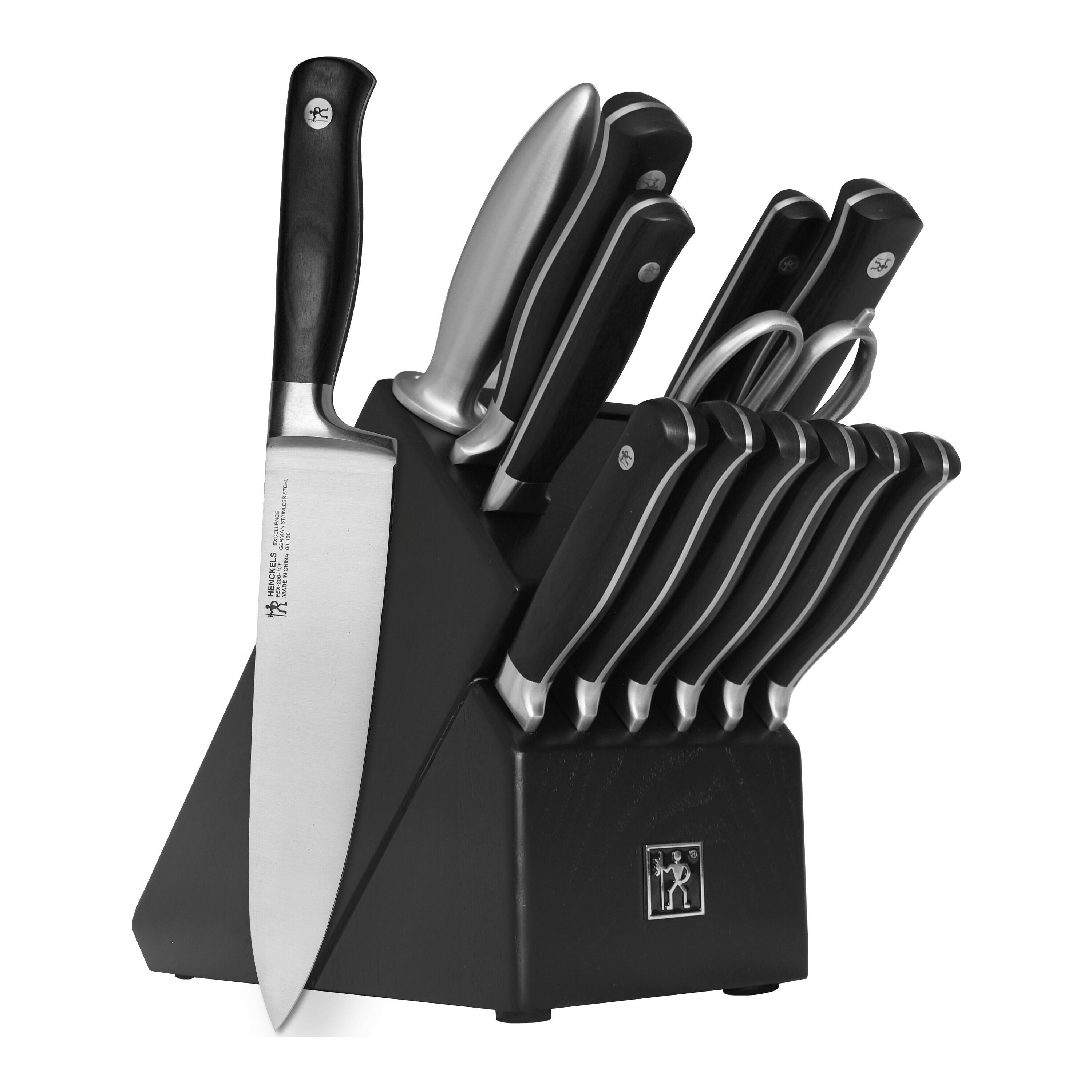 HENCKELS Forged Excellence 14 Piece, Knife Block Set, Black-Knife Blocks-DECOROLALA