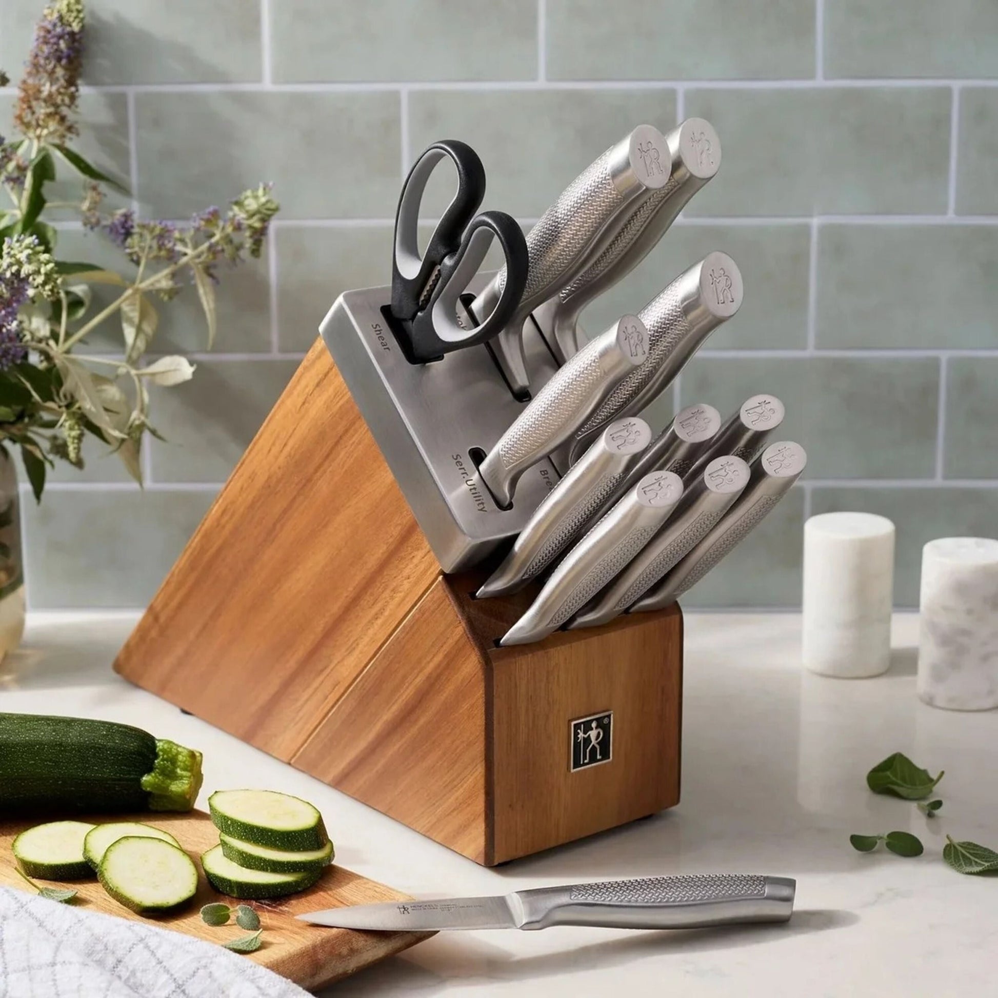 HENCKELS Diamond 13 Piece, Knife Block Set, Grey-Knife Blocks-DECOROLALA