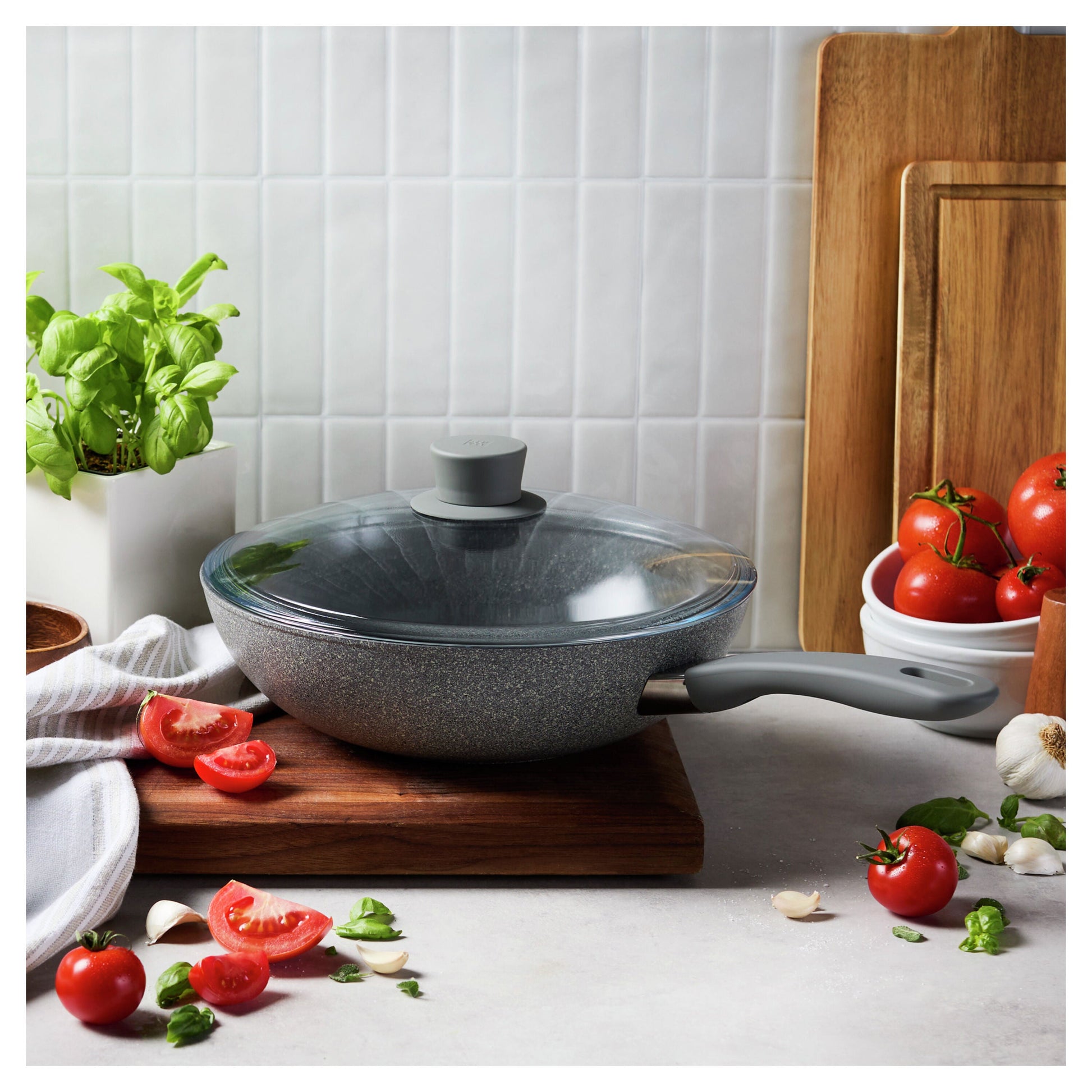 ZWILLING Parma Plus Ceramic 28 cm / 11 inch Aluminum Wok With Lid-1