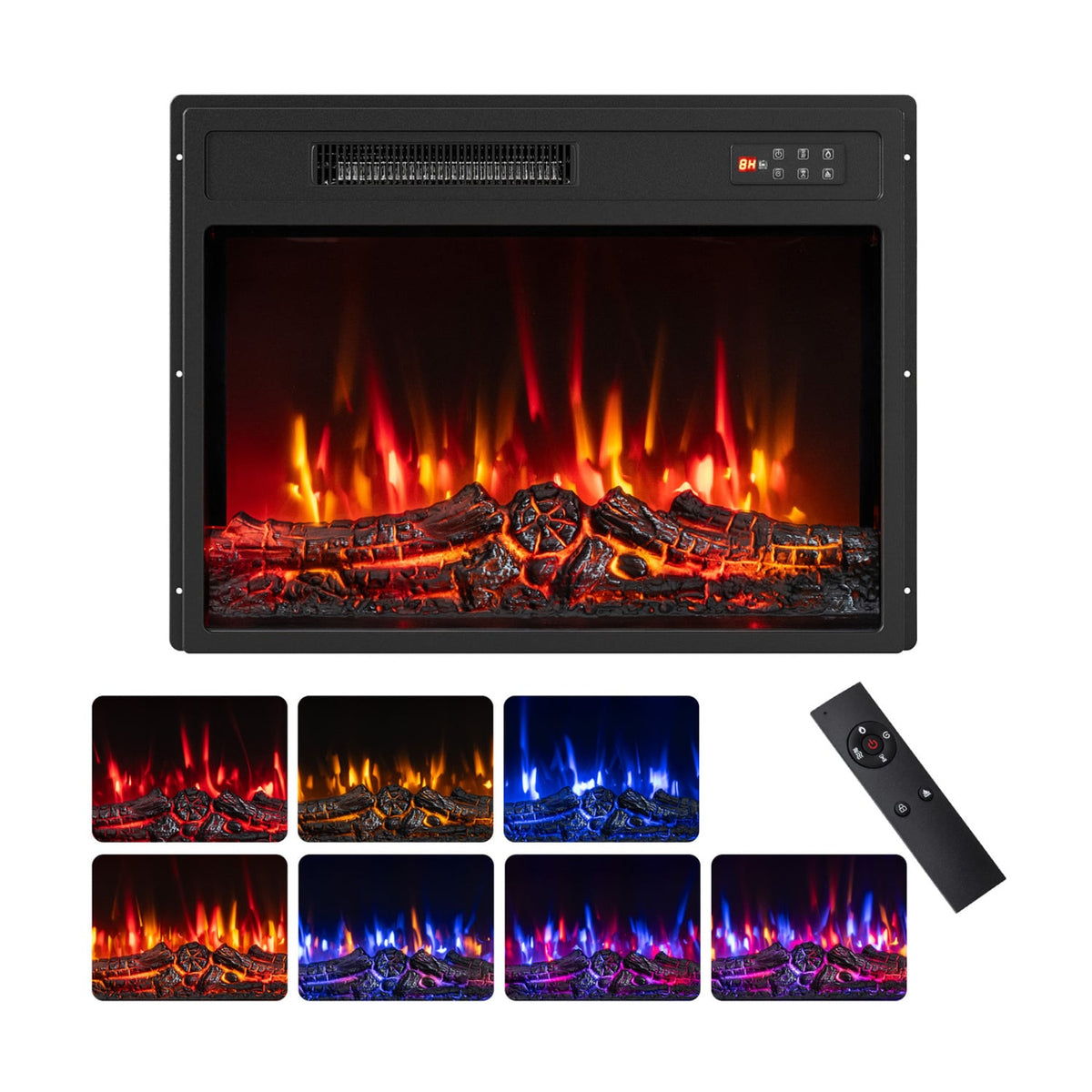 750/1500W Electric Fireplace Insert with Low Noise and Remote Control-23"-Fireplaces-DECOROLALA