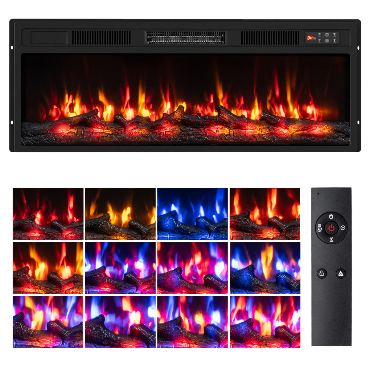 750/1500W Electric Fireplace Insert with Low Noise and Remote Control-36"-Fireplaces-DECOROLALA