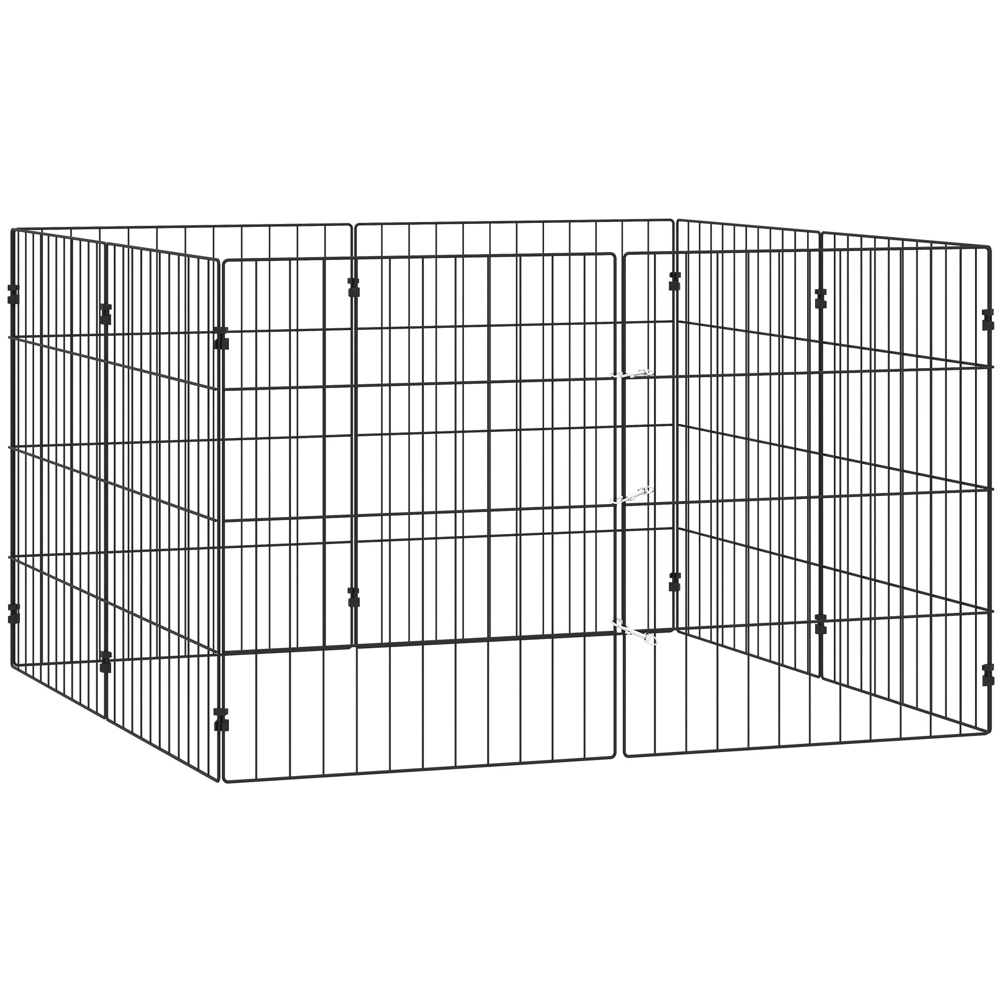 Foldable Metal Exercise Dog Playpen, Expandable Pet Fence Indoor Outdoor Use for Small Dogs, 20" x 24", 8 Panels, Black