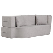 75.5 inch Folding Sofa Bed 2-in-1 Convertible Teddy Fleece Floor Loveseat with 2 Comfortable Pillows-Gray-Sofas & Loveseats-DECOROLALA