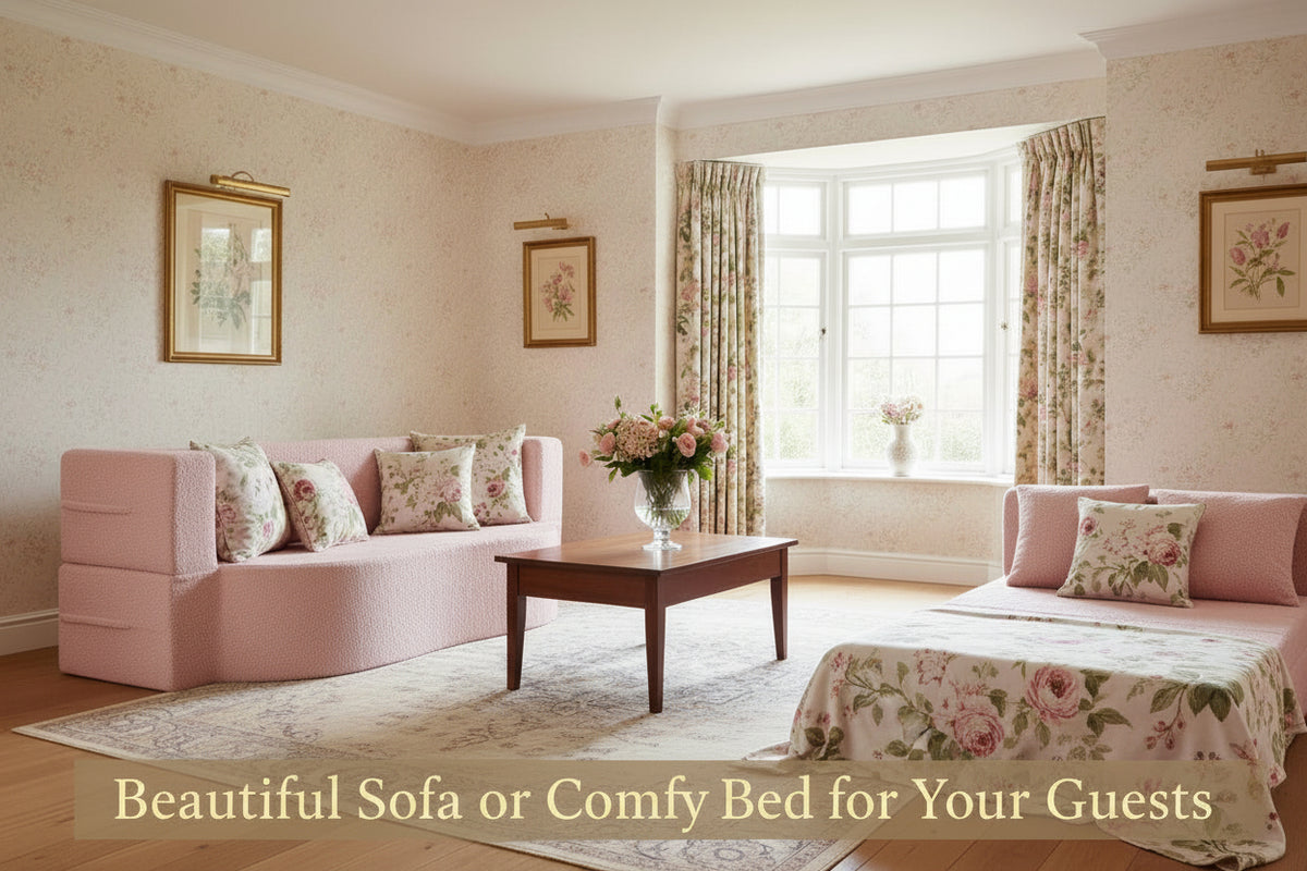 75.5 inch Folding Sofa Bed 2-in-1 Convertible Teddy Fleece Floor Loveseat with 2 Comfortable Pillows-Pink-Sofas & Loveseats-DECOROLALA