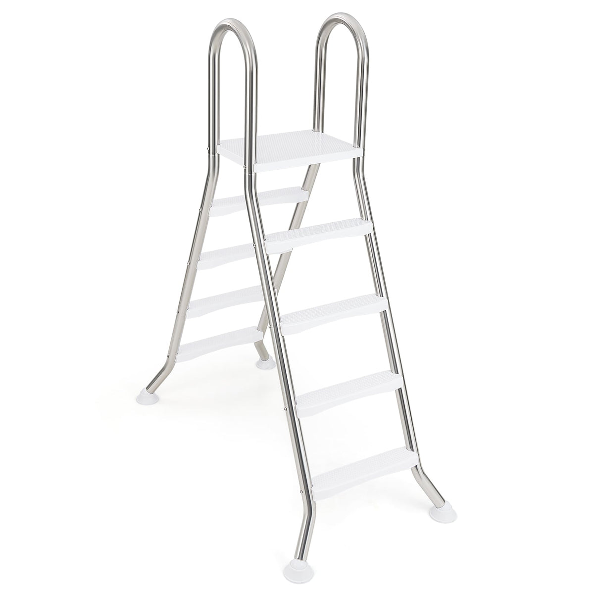 75.6" Above Ground Pool Ladder A-Frame Swimming Pool 4-Step Ladder for Up to 55" Pool Wall Height-Swimming Pools-DECOROLALA