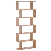 76" 6-Tier S-Shaped Geometric Wooden Bookcase - Maple-Home Furnishings > Storage & Organization > Bookshelves & Bookcases > Display Bookshelves-DECOROLALA
