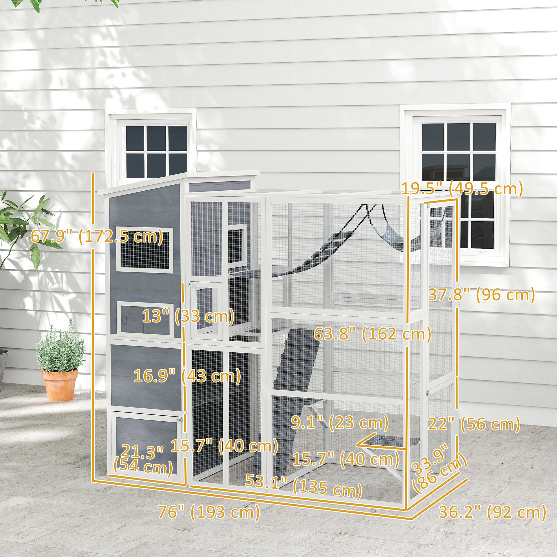 76" Catio Outdoor Cat Enclosure - Grey-DECOROLALA