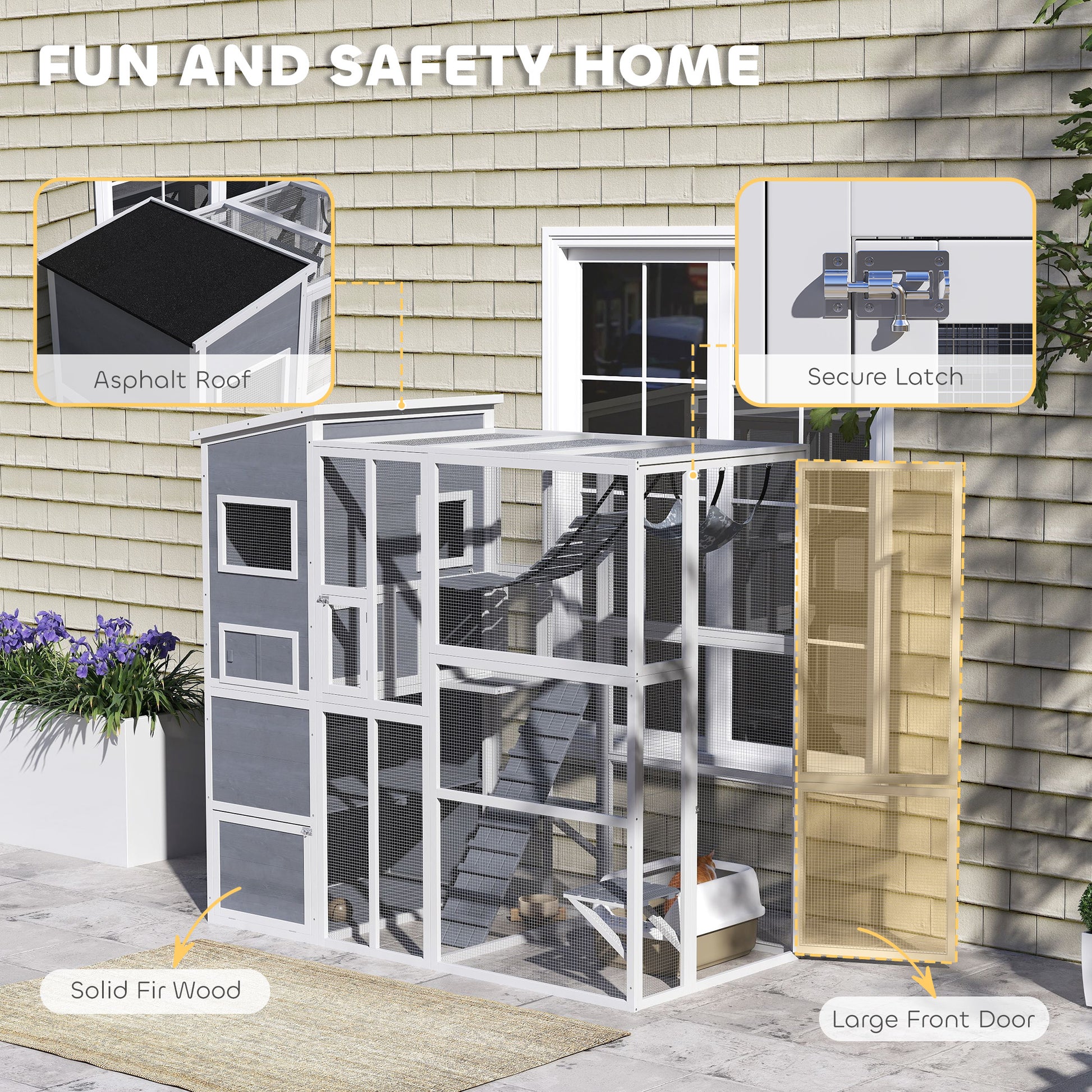 76" Catio Outdoor Cat Enclosure - Grey-DECOROLALA