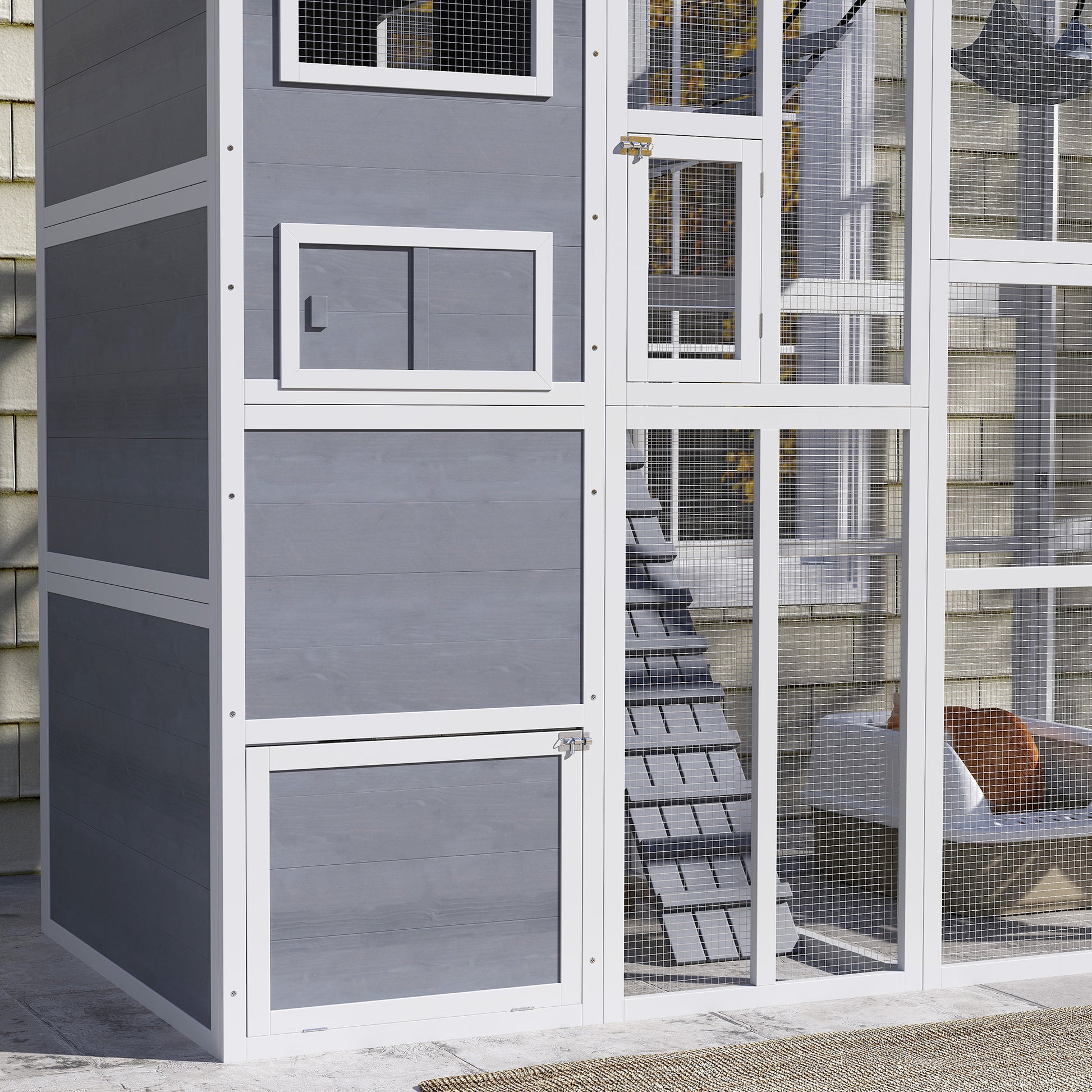 76" Catio Outdoor Cat Enclosure - Grey-DECOROLALA