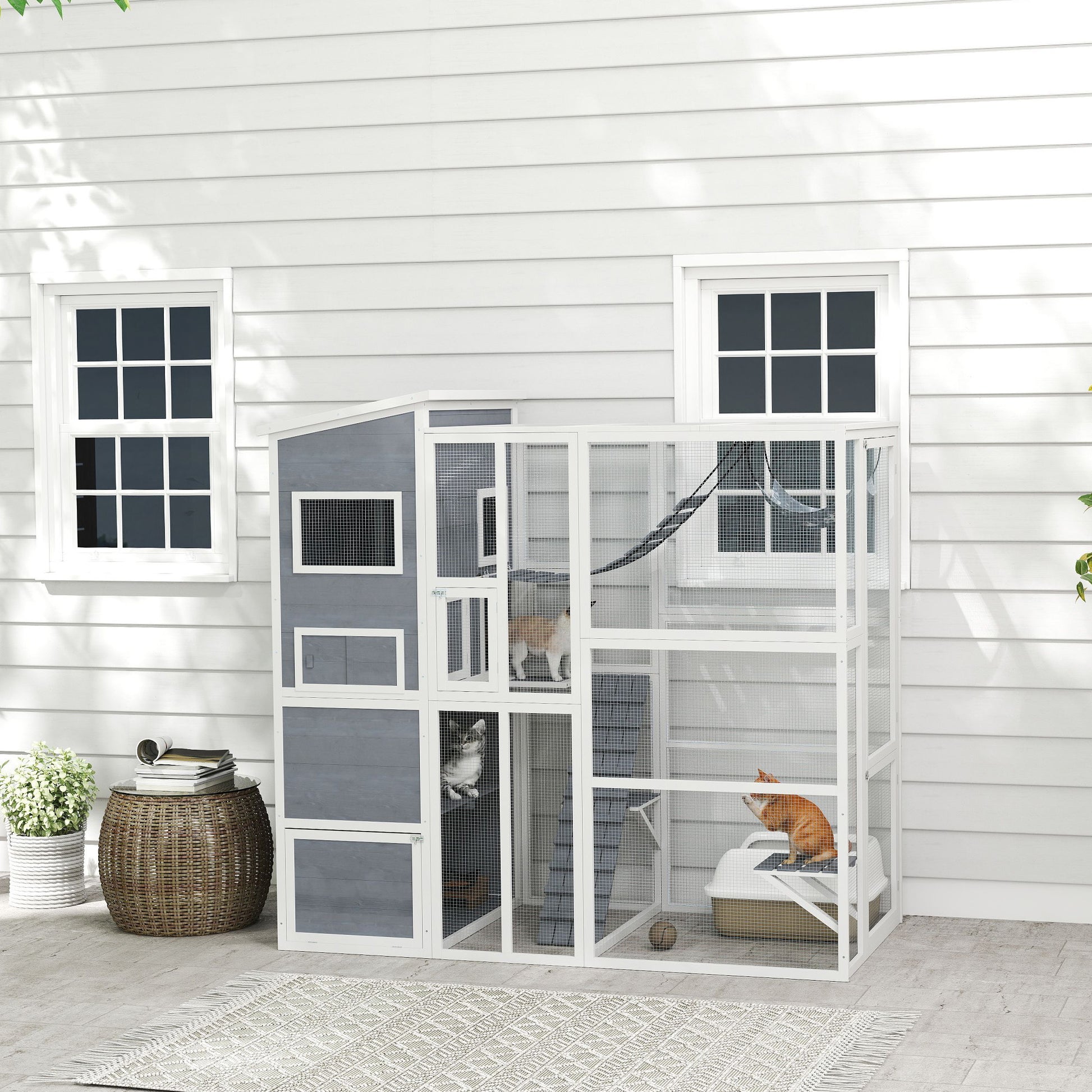76" Catio Outdoor Cat Enclosure - Grey-DECOROLALA