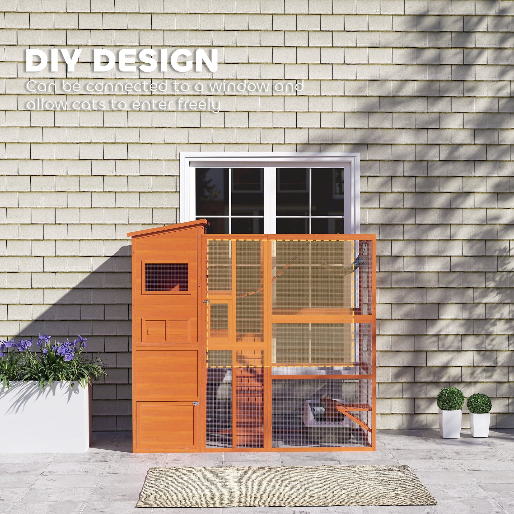 76" Catio Outdoor Cat Enclosure - Orange-DECOROLALA