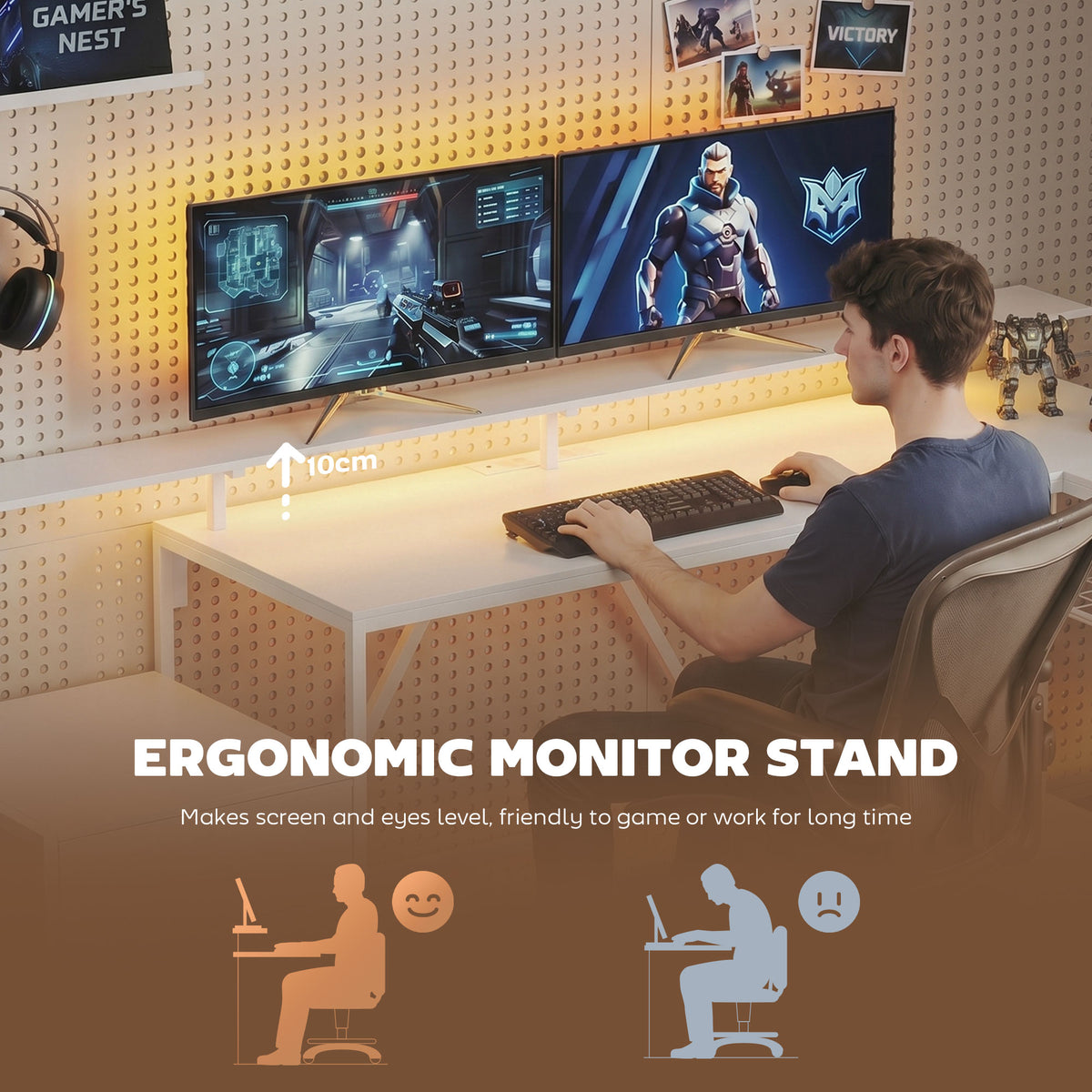 76" L-Shaped Gaming Desk - White RGB LED with USB Ports-Office Products > Office Furniture > Office Desks & Work Stations > Gaming Desks-DECOROLALA