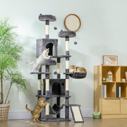 76" Multi-Level Cat Tree with Scratching Posts & Condos - Dark Grey-Cats-DECOROLALA