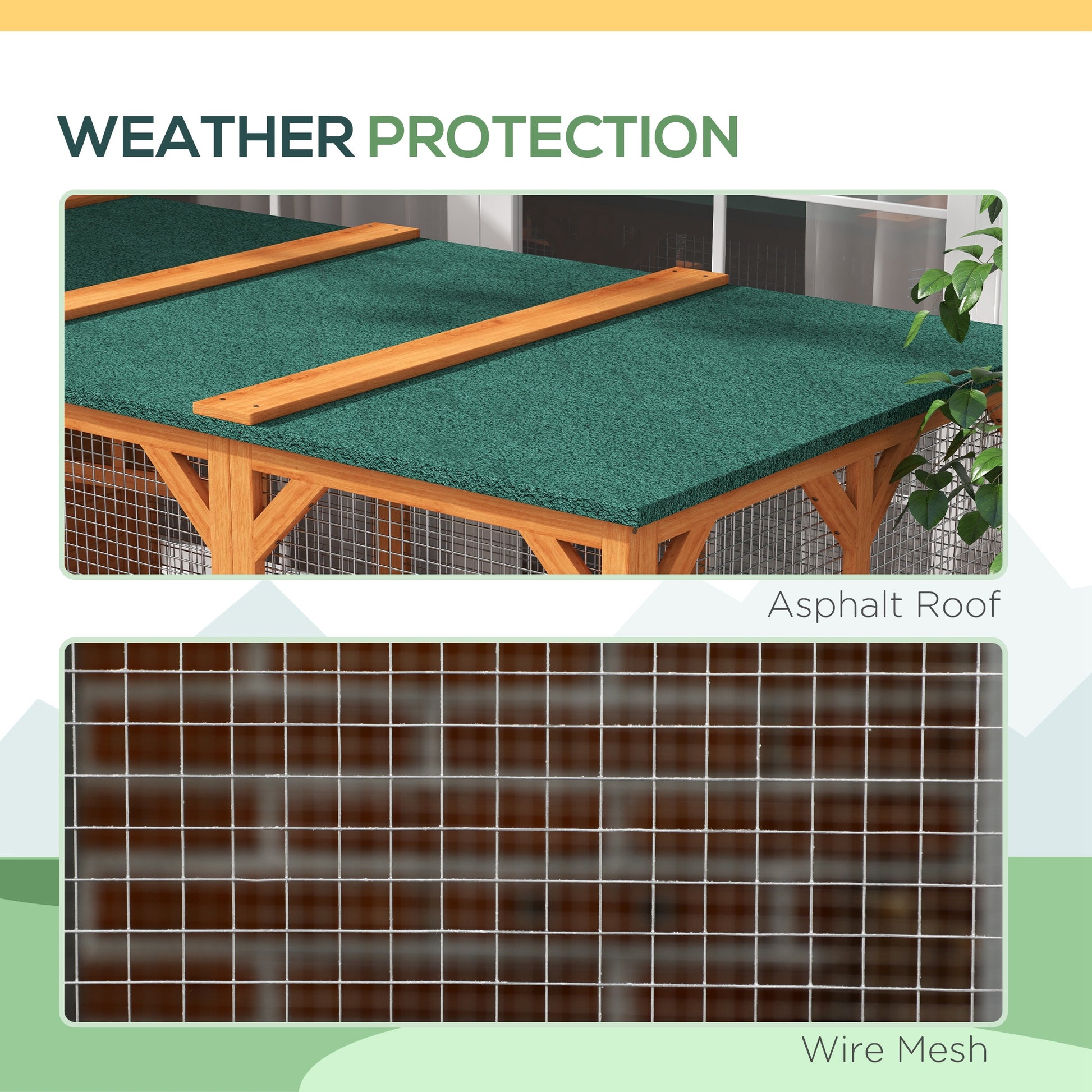 76" Wooden Outdoor Cat Catio - Orange Walk-in Enclosure-DECOROLALA