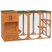 76" Wooden Outdoor Cat Catio - Orange Walk-in Enclosure-DECOROLALA