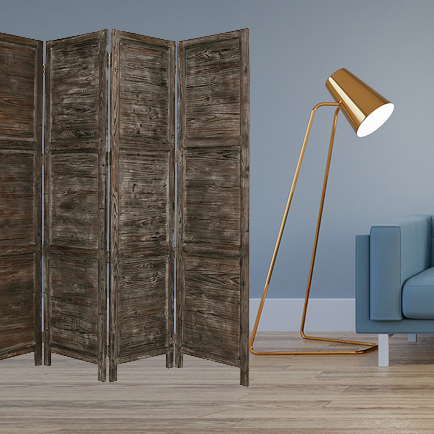 76" X 84" Black Wood Screen-Room Dividers-DECOROLALA