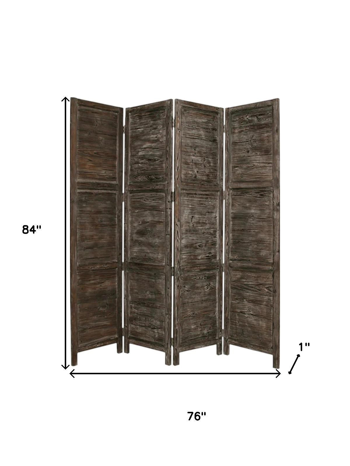 76" X 84" Black Wood Screen-Room Dividers-DECOROLALA