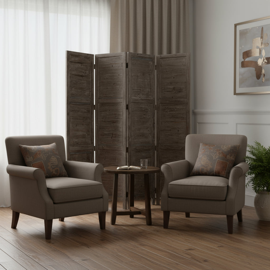 76" X 84" Black Wood Screen-Room Dividers-DECOROLALA