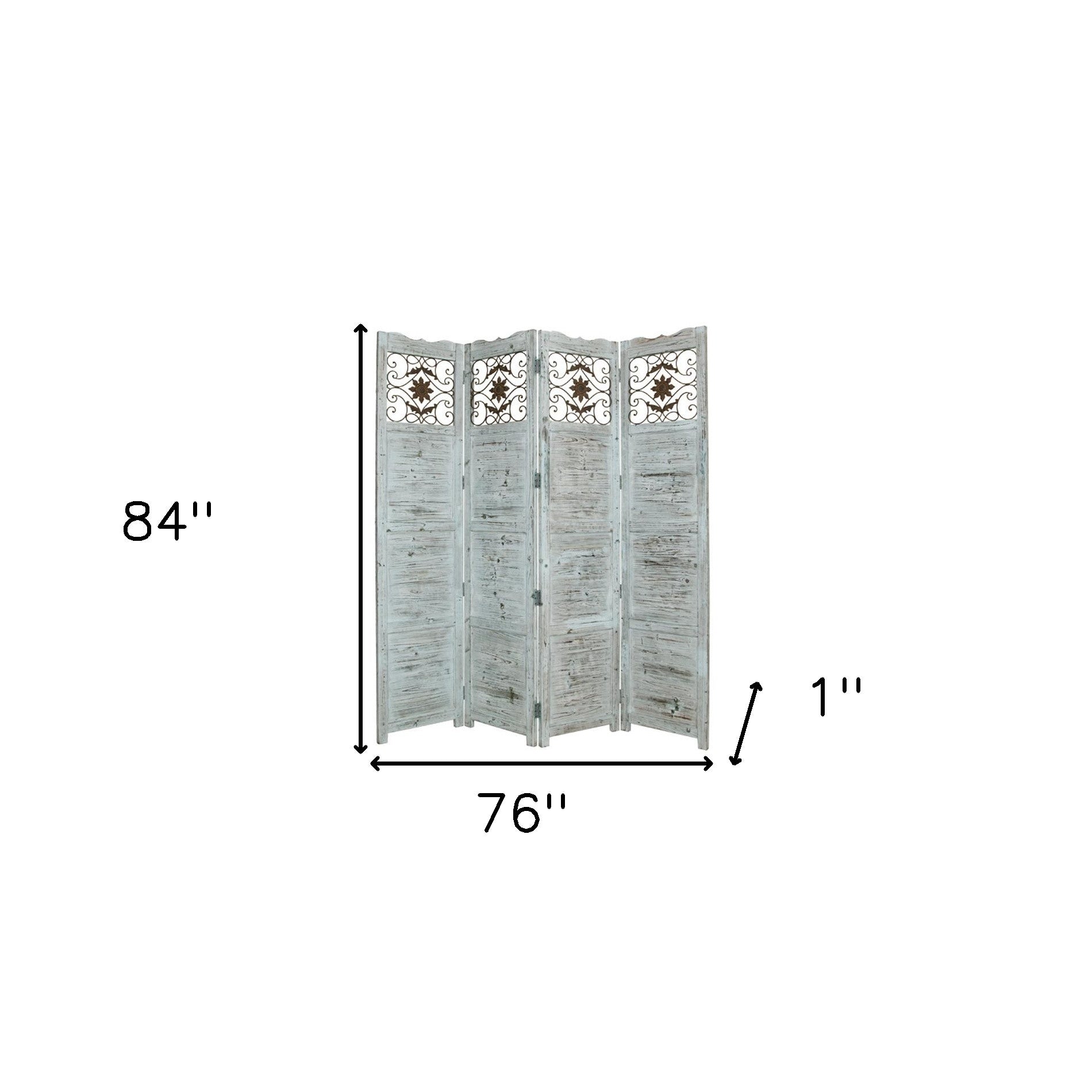 76" X 84" Blue Wood Screen-Room Dividers-DECOROLALA