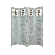 76" X 84" Blue Wood Screen-Room Dividers-DECOROLALA
