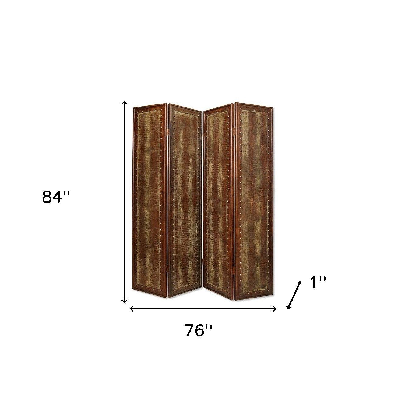 76" X 84" Brown Faux Leather Reptillian Screen-Room Dividers-DECOROLALA