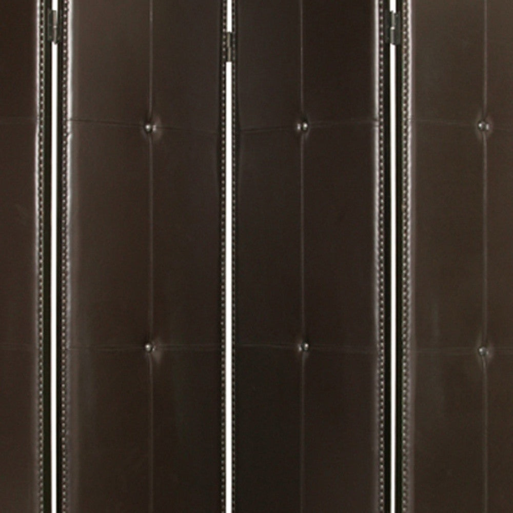 76" X 84" Brown Faux Leather Screen-Room Dividers-DECOROLALA